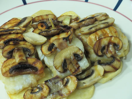 Bacalao y champiñones