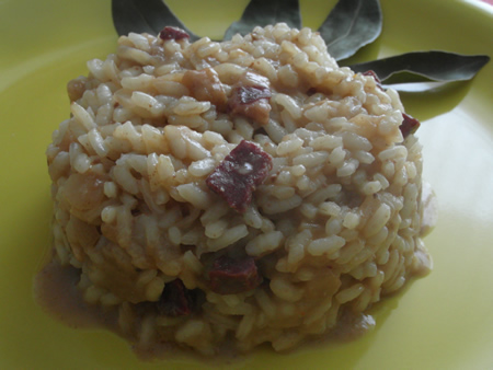 Risotto con jamón y foie