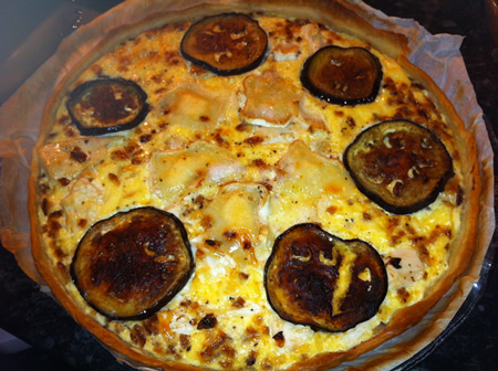 Tarta de berenjenas con queso de cabra